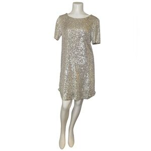Betsey Johnson Silver Sequin T-Shirt Dress sz S